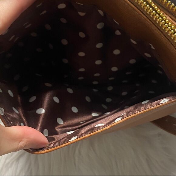 Crocodile Polka Dot Faux Leather Fashion Crossbody Purse Brown and Gold - Picture 5 of 6